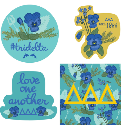 Sorority stickers designed with your Greek letters, colors and symbols!