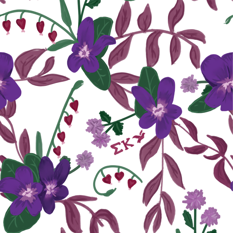 Sigma Kappa Wild Violet  hand-drawn pattern 