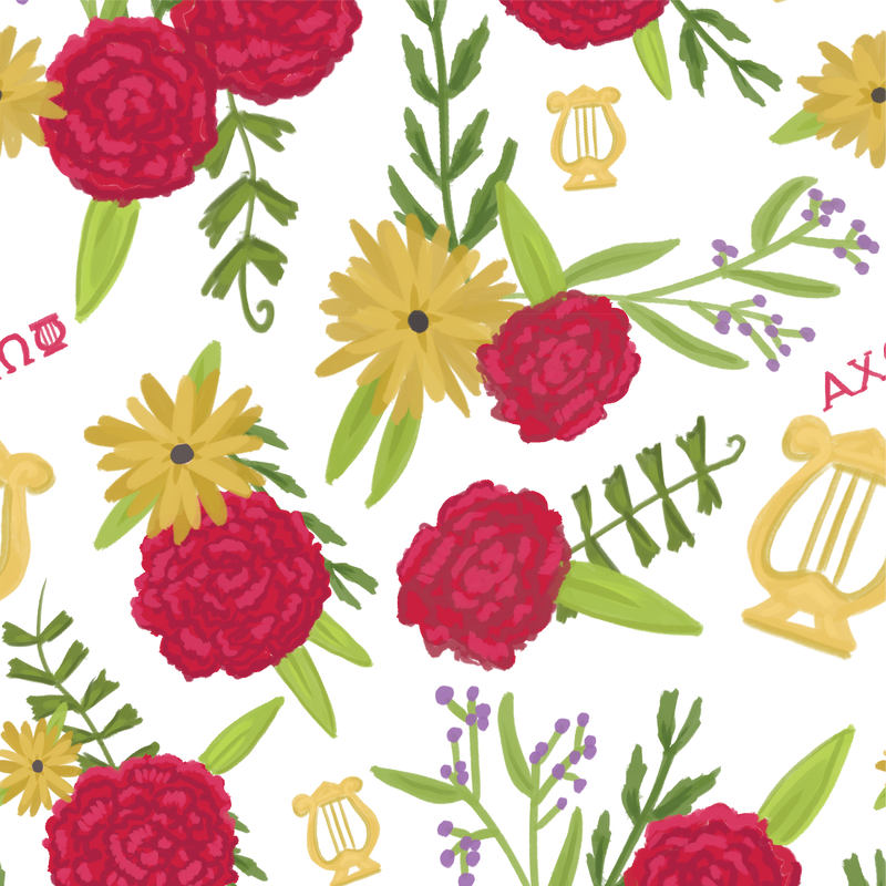 Alpha Chi Omega Carnation Floral Print in detail view