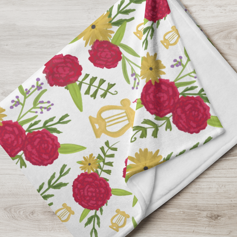 The Carnation and Lyre Floral Print Blanket (50" x 60")