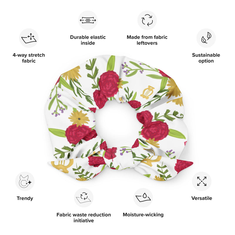 Alpha Chi Omega Carnation Floral Print Scrunchie showing product details