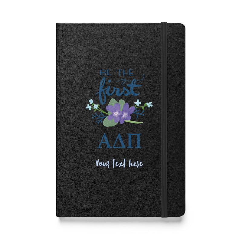 Alpha Delta Pi Sorority Journal in black with motto design