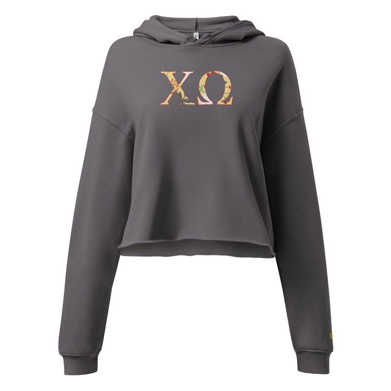 Chi O cropped hoodie in gray