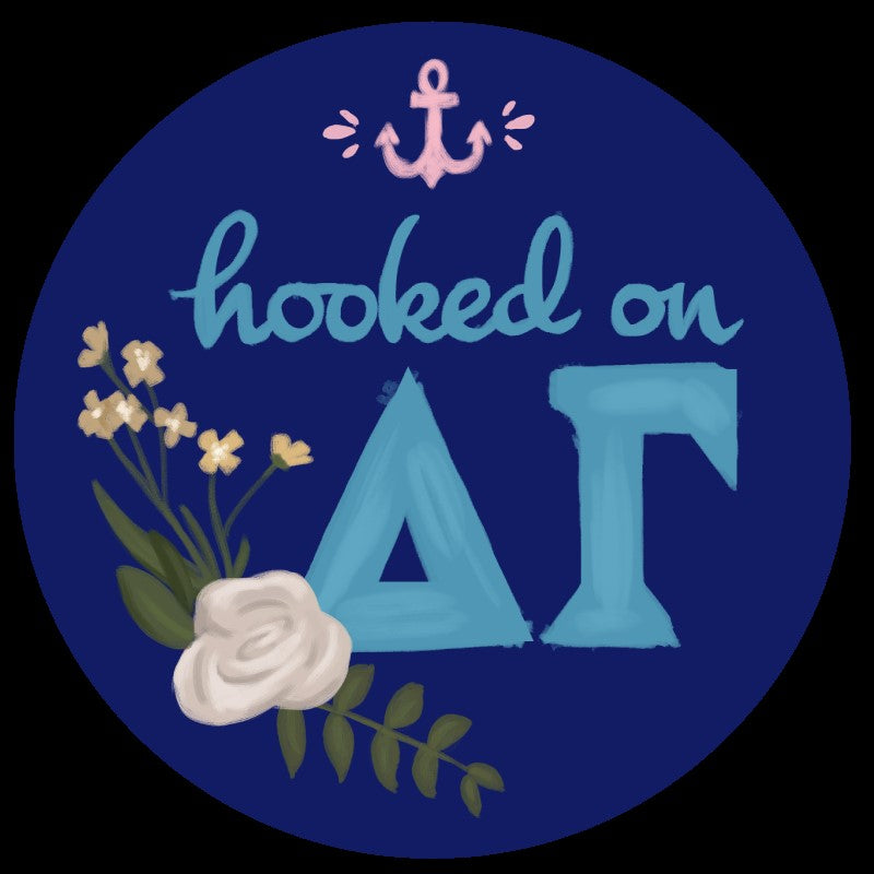 Delta Gamma Sorority Stickers Set with Hooked on DG design and letters