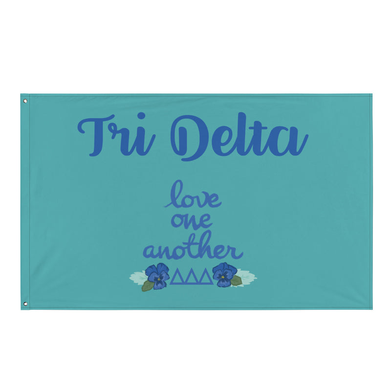 Tri Delta Sorority Flag with motto design shown in full view