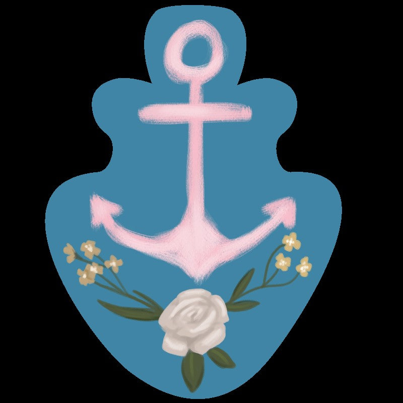 Delta Gamma Sorority Stickers Set with pink anchor design