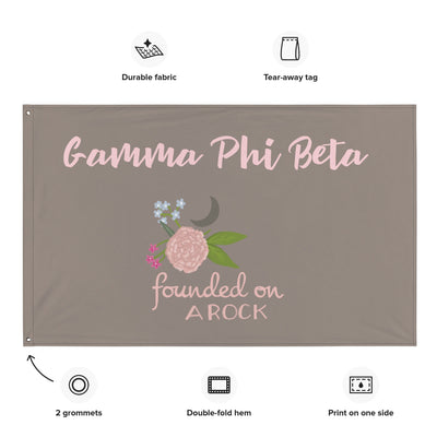 G Phi Founded on a Rock Motto Flag showing product details