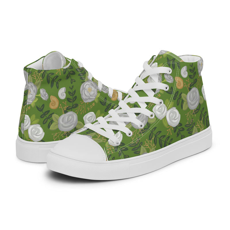 Kappa Delta Rose Floral Print Green High Tops side by side view