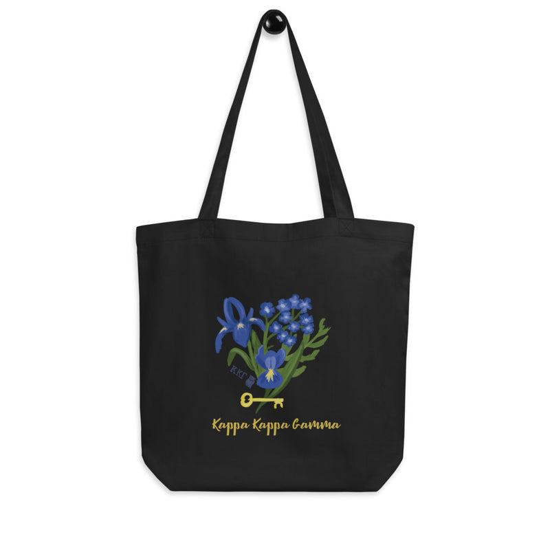Kappa Kappa Gamma Fleur de Key Tote Bag shown hanging on a hook
