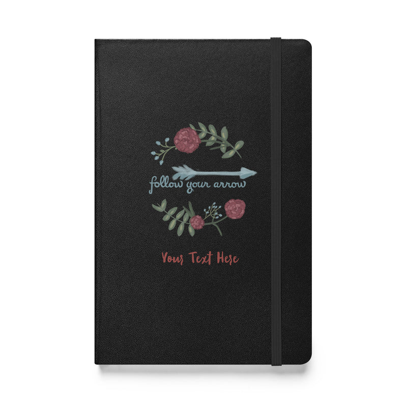 Pi Phi Follow Your Arrow Hardcover Journal in black close up 