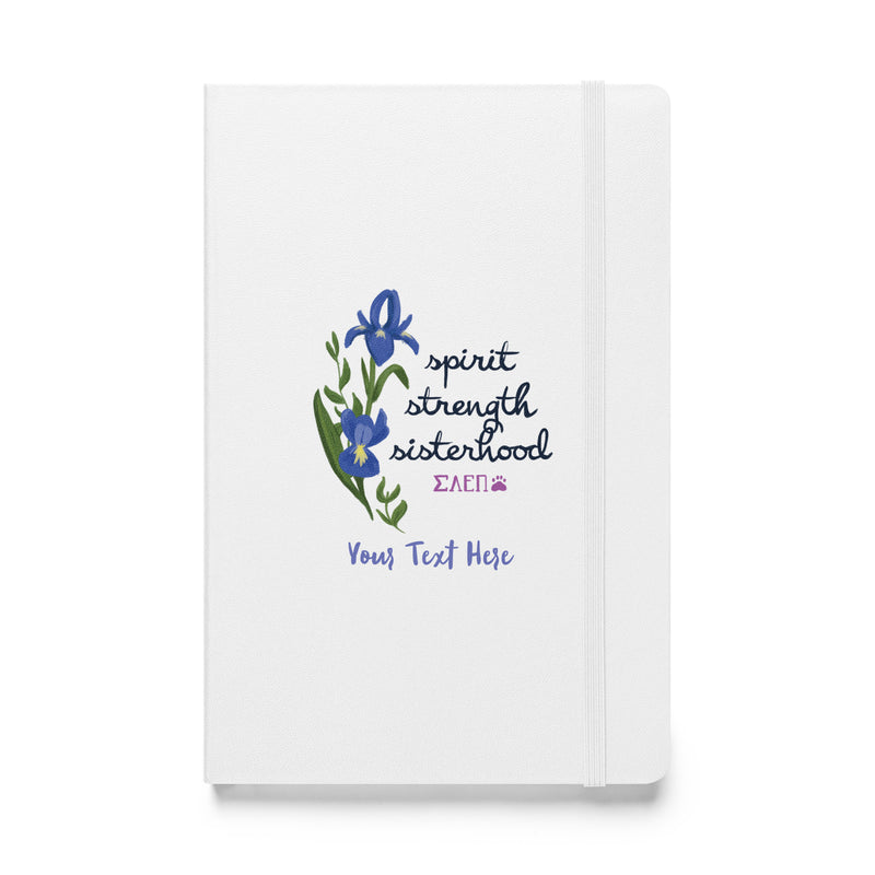 SAEPi Motto Hardcover journal shown in white in full view