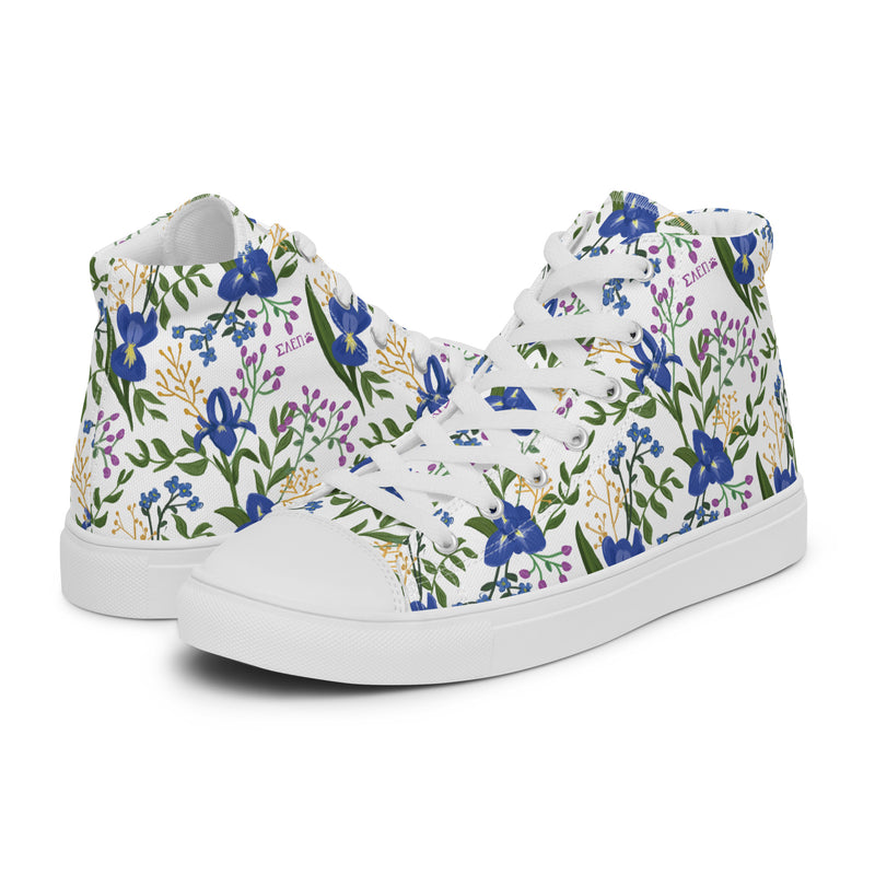 SAEII Blue Iris Floral Print White High Tops side by side view 