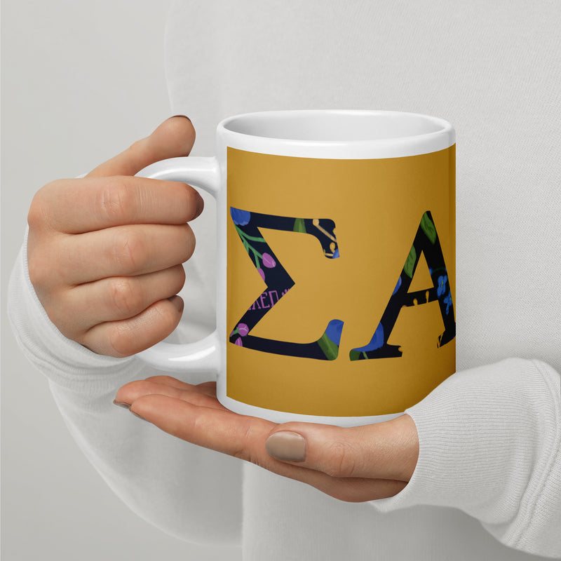 Sigma Alpha Epsilon Pi Letters Mug in 20 oz size shown in model&
