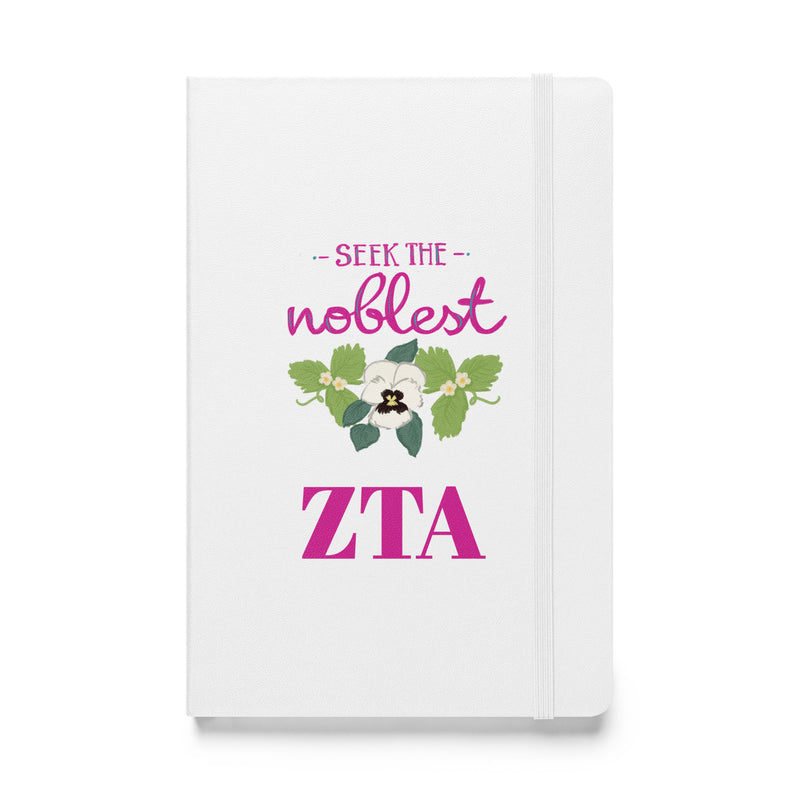 Zeta Tau Alpha Seek the Noblest Motto  Hardcover Journal in white
