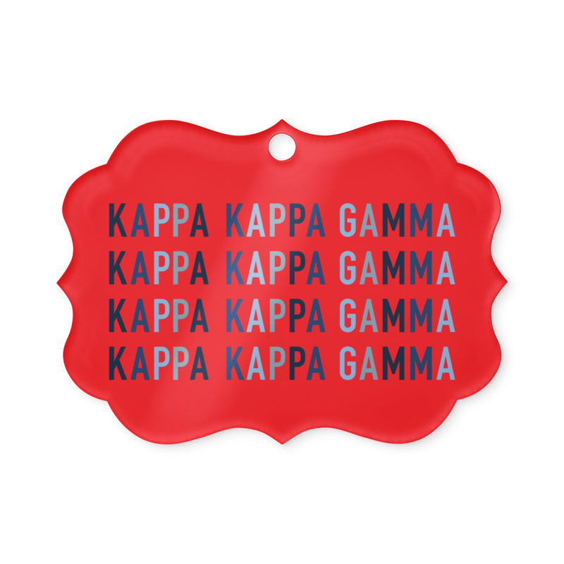 Kappa Kappa Gamma Holiday Ornament in scalloped shape