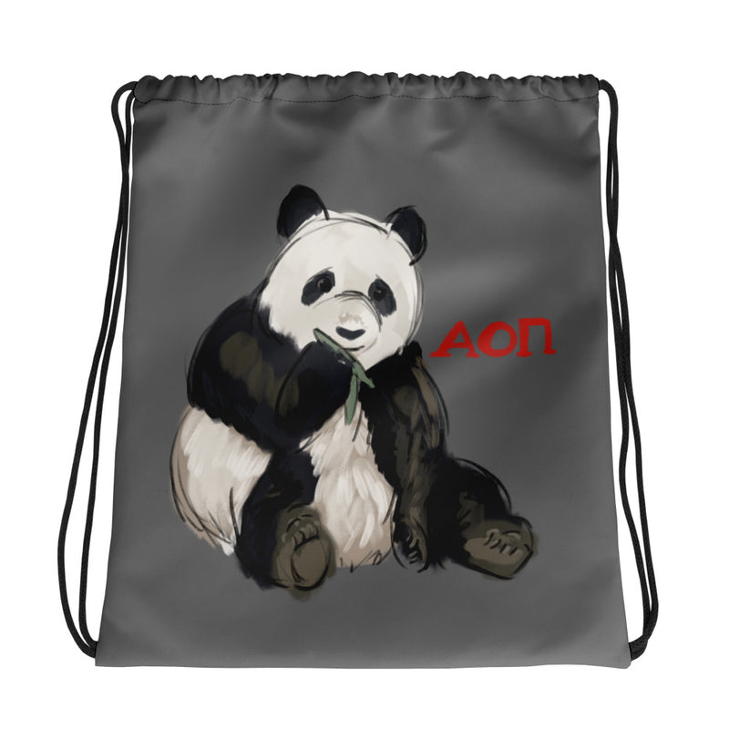 AOII Panda Mascot Drawstring Bag