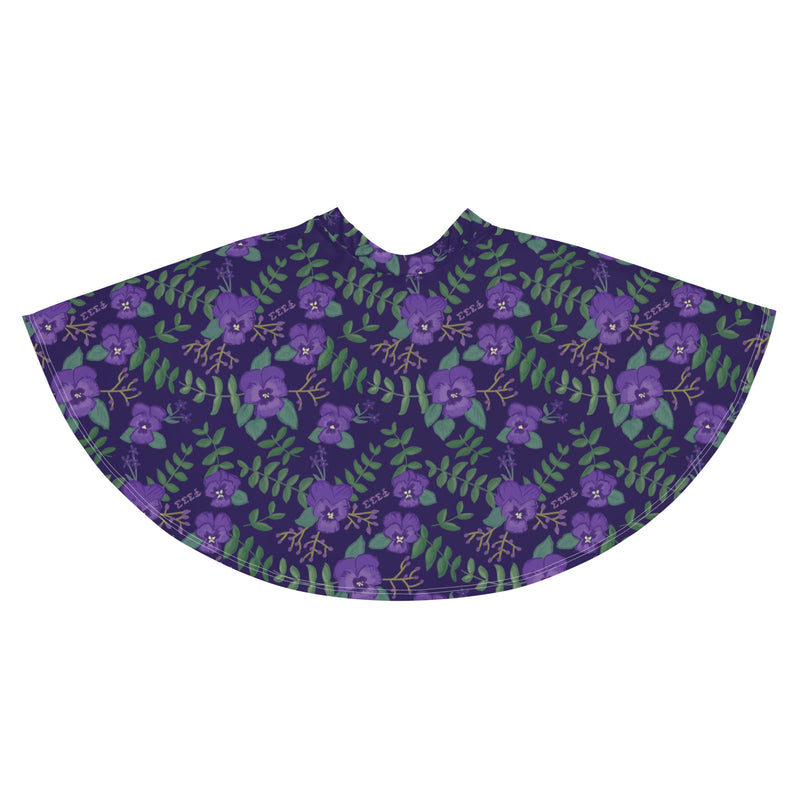 Tri Sigma Purple Violet Floral Print Skater Skirt shown flat