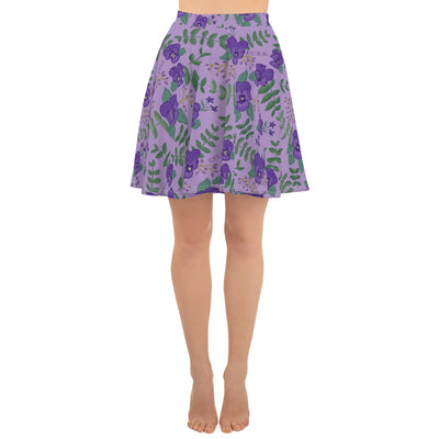 Tri Sigma Lavender Violet Print Skater Skirt in front view