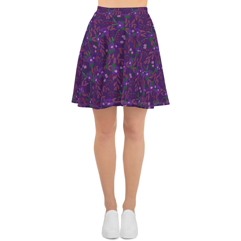 Sigma Kappa Purple Violet Skater Skirt in front view on model wearing tennis shoes