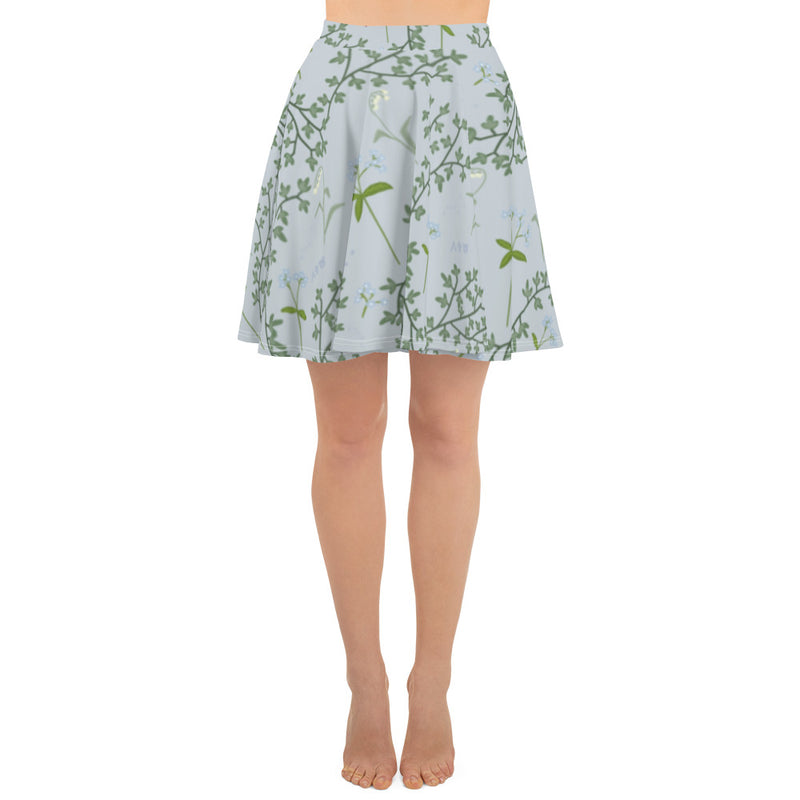 Alpha Phi Lily and Ivy Floral Skater Skirt in silver on model