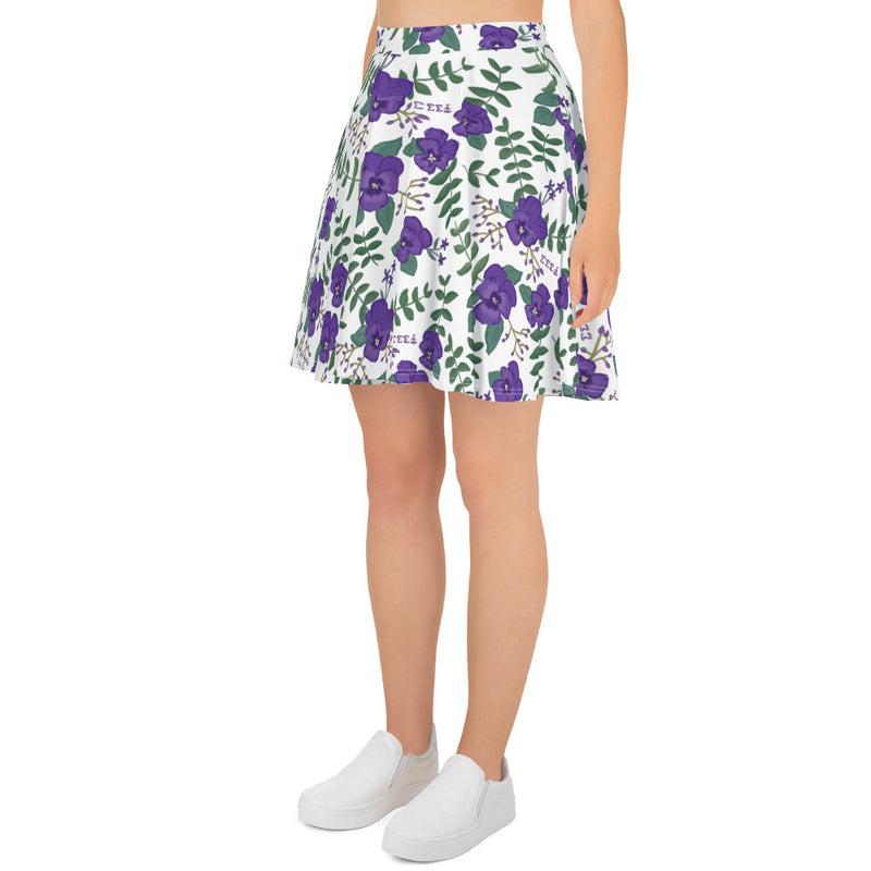 Tri Sigma Violet Floral Skater Skirt side view