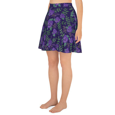 Tri Sigma Purple Violet Floral Print Skater Skirt in left side view