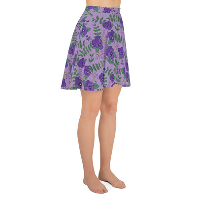 Tri Sigma Lavender Violet Print Skater Skirt in side view