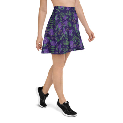 Tri Sigma Purple Violet Floral Print Skater Skirt on model wearing tennis shoes