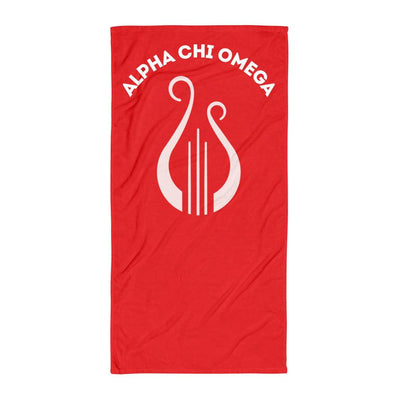 Alpha Chi Omega Lyre Beach Towel shown full view