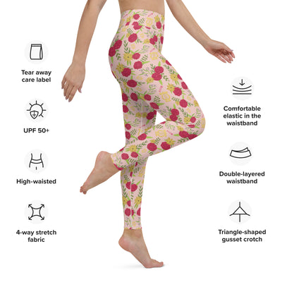 Alpha Chi Omega Floral Print Adult Pink Leggings showing product details