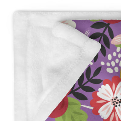 Alpha Chi Omega Modern Floral Blanket showing solid white reverse side