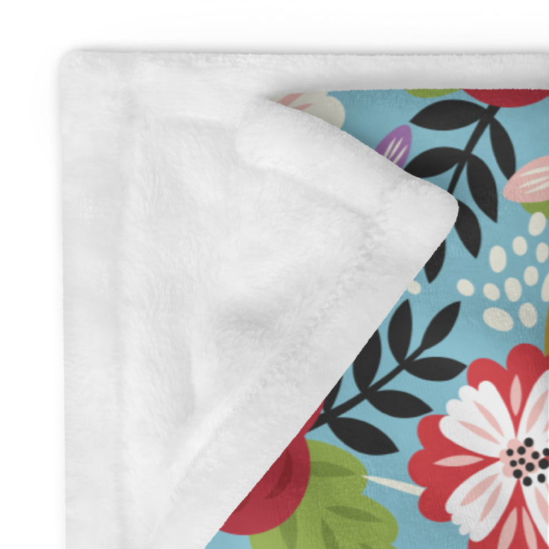 Alpha Chi Omega Modern Floral Blanket showing solid white reverse side