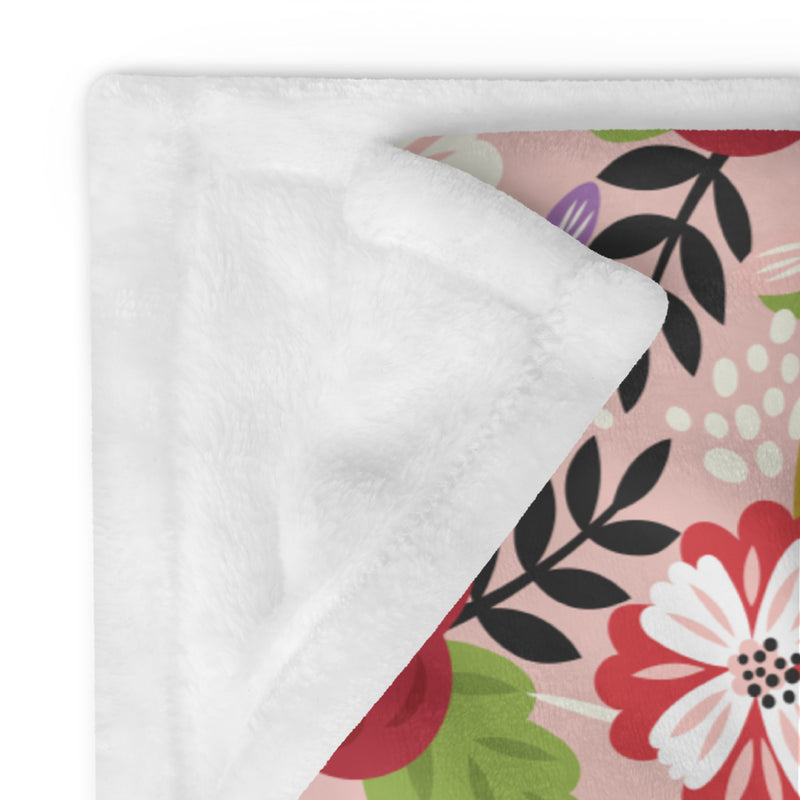 Alpha Chi Omega Modern Floral Sorority Blanket showing solid white reverse side