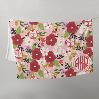 Alpha Chi Omega Modern Floral Pink Blanket