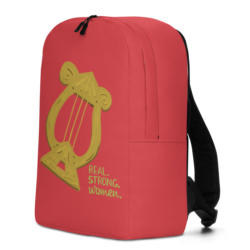 Alpha Chi Omega Red Golden Lyre Backpack in right side view