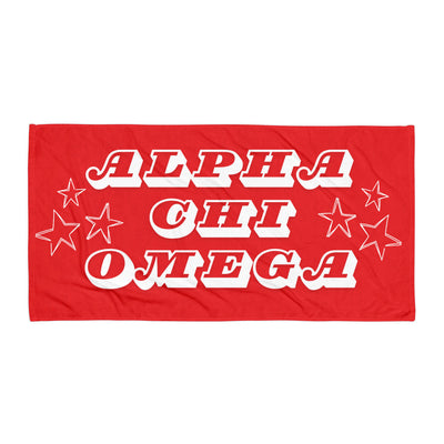 Alpha Chi Omega Starry Beach Towel in full view