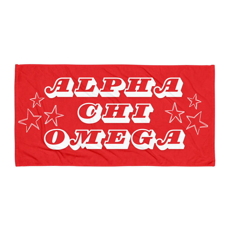 Alpha Chi Omega Starry Beach Towel in full view