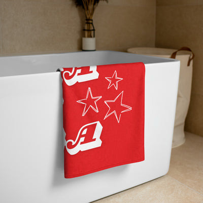 Alpha Chi Omega Starry Beach Towel in bath scene