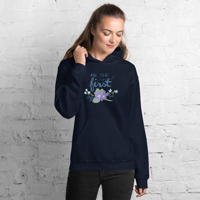 Alpha Delta Pi Sorority Hoodie in Navy Blue on model