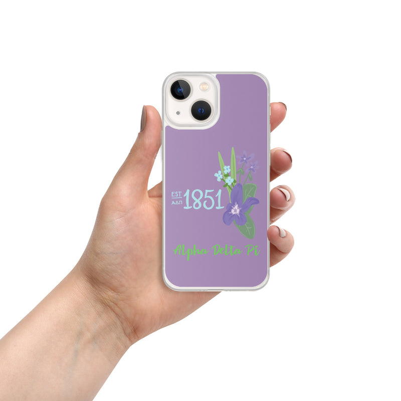 Alpha Delta Pi Sorority iPhone 13 mini Case with 1851 design in woodland violet