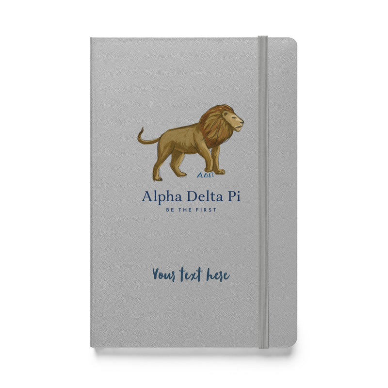 Alpha Delta Pi Sorority Journal in silver with Alphie the Lion mascot