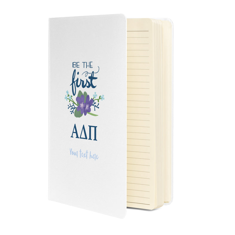 Alpha Delta Pi Sorority Journal showing inside lined pages and motto design