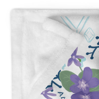 Alpha Delta Pi Sorority Blanket showing solid white reverse side