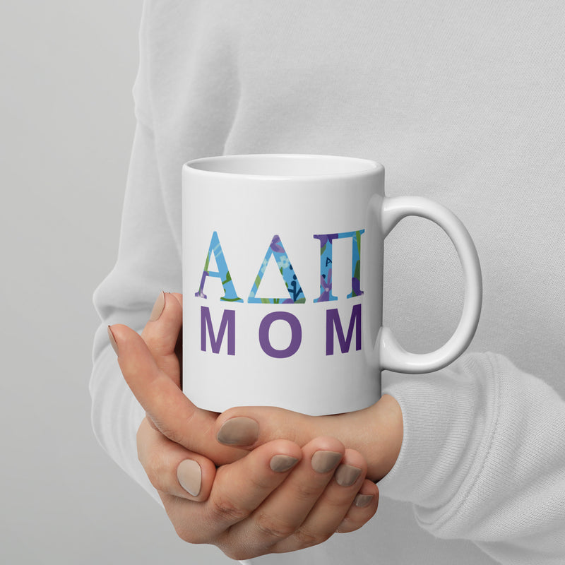 Alpha Delta Pi Sorority Mom Mug in 11 oz size in model&