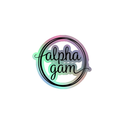 New! Alpha Gamma Delta Holographic Sticker in close up view