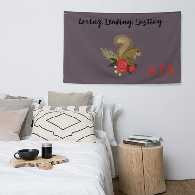 alpha gam mascot flag in bedroom setting