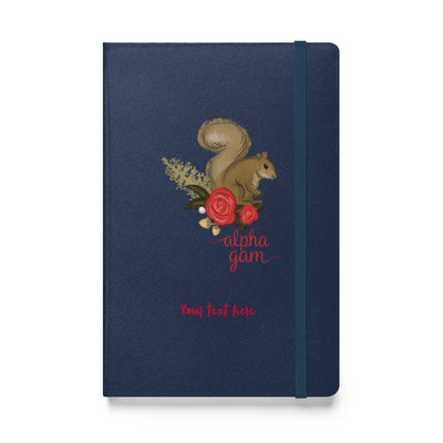 Alpha Gam Squirrel Mascot Hardcover Journal in Navy showing front