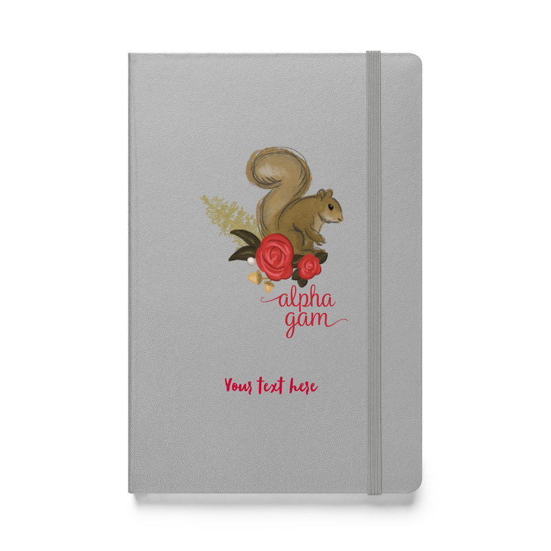 Alpha Gam Squirrel Mascot Hardcover Journal in silver showring front