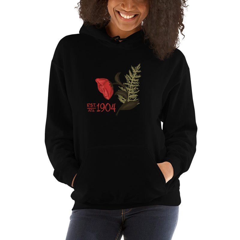 Alpha Gamma Delta Sorority Hoodie in black with 1904 design