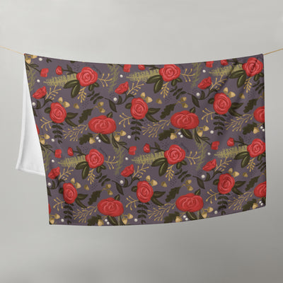 Alpha Gamma Delta Red Rose Throw Blanket in gray